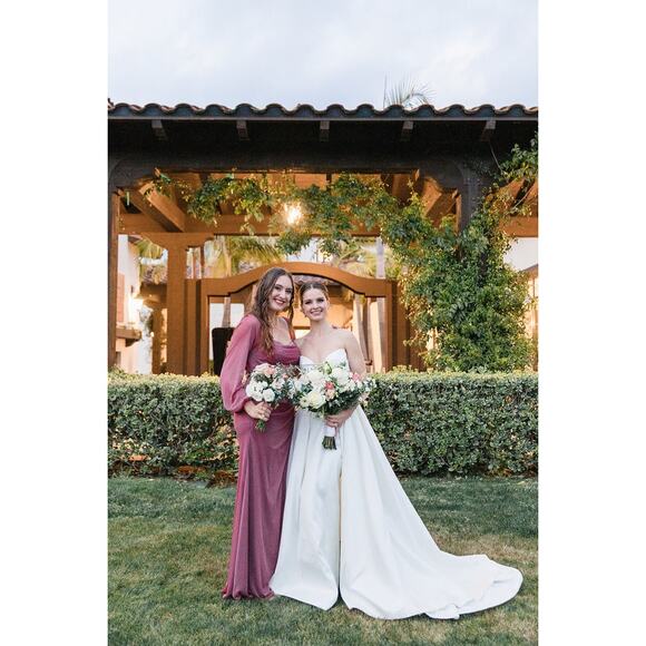 AZAZIE CHARISSA Cedar Rose Sheath Corset Pleated Mesh Stretch Dress - Picture 8 of 9